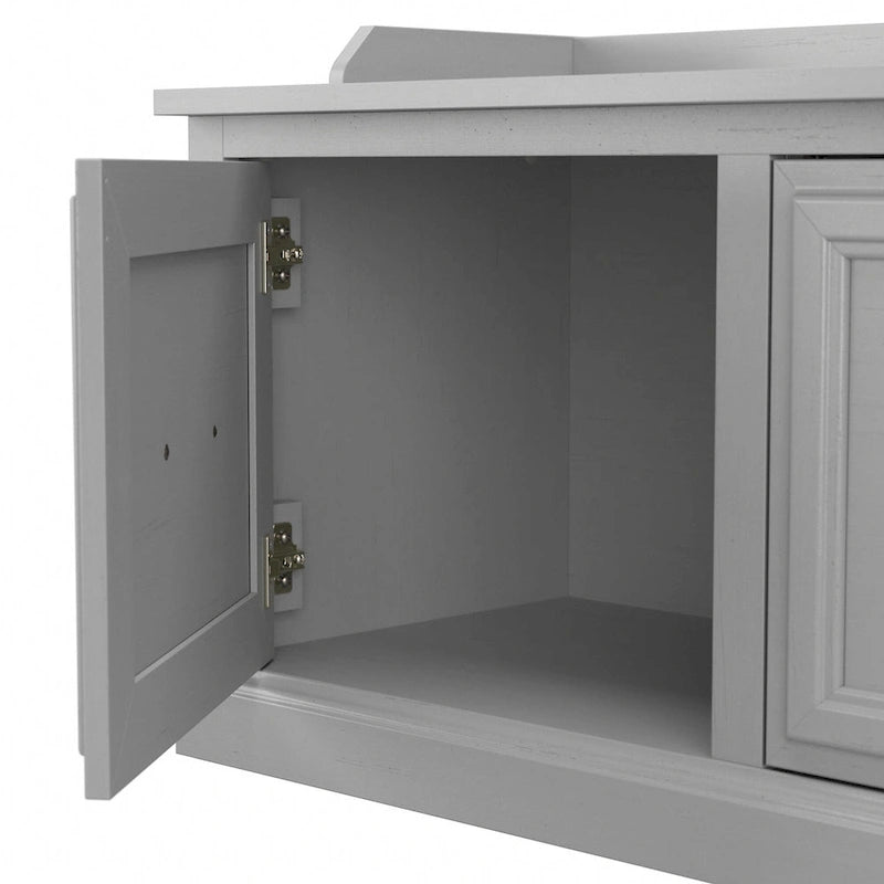 Banc de rangement d'entrée de style transitoire avec portes et dossier