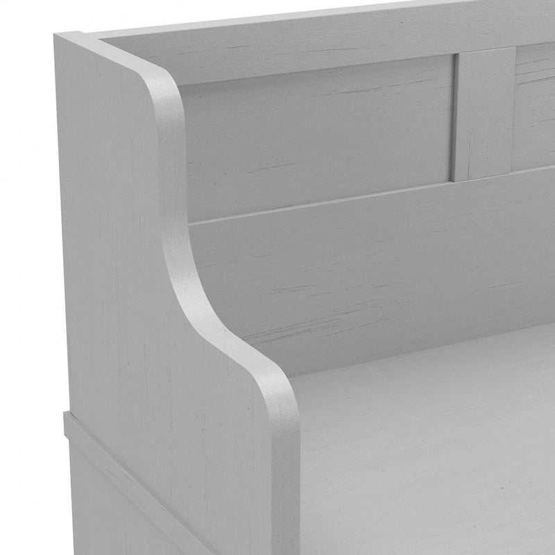 Transitional Entryway Storage Bench with Doors and Seat Back