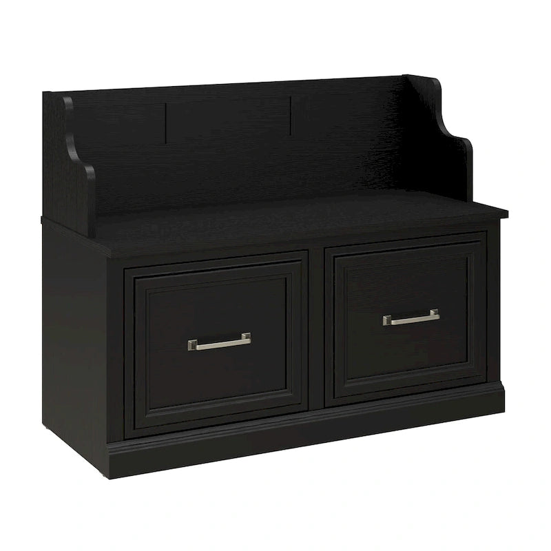 Banc de rangement d'entrée de style transitoire avec portes et dossier