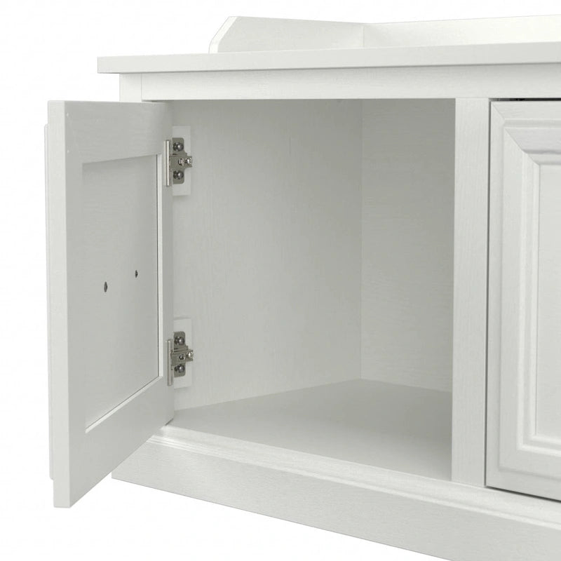 Banc de rangement d'entrée de style transitoire avec portes et dossier