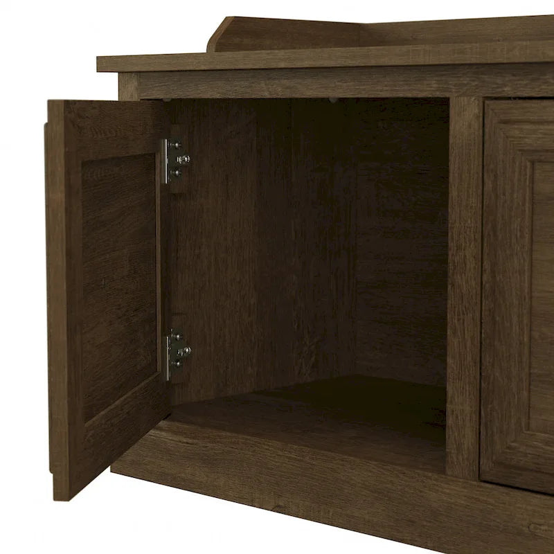 Banc de rangement d'entrée de style transitoire avec portes et dossier