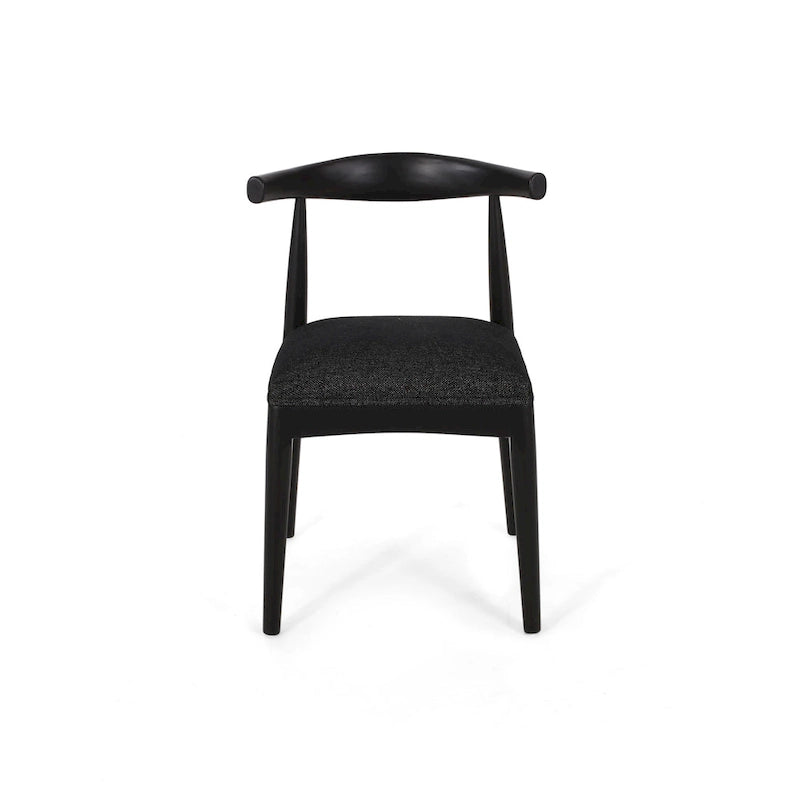 Chaise de salle à manger en hévéa recouverte de tissu, style Mid-Century Modern