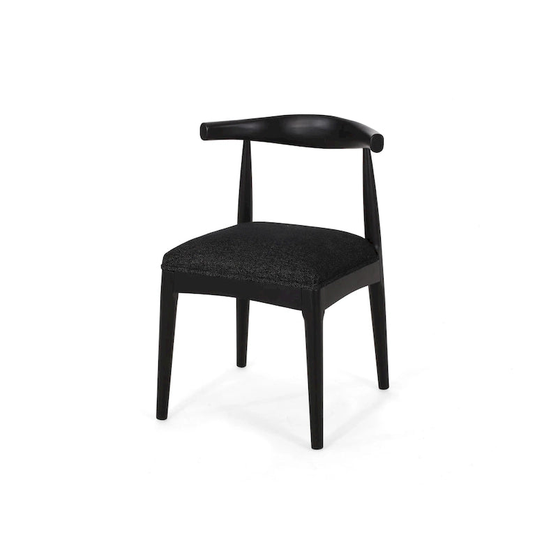 Chaise de salle à manger en hévéa recouverte de tissu, style Mid-Century Modern