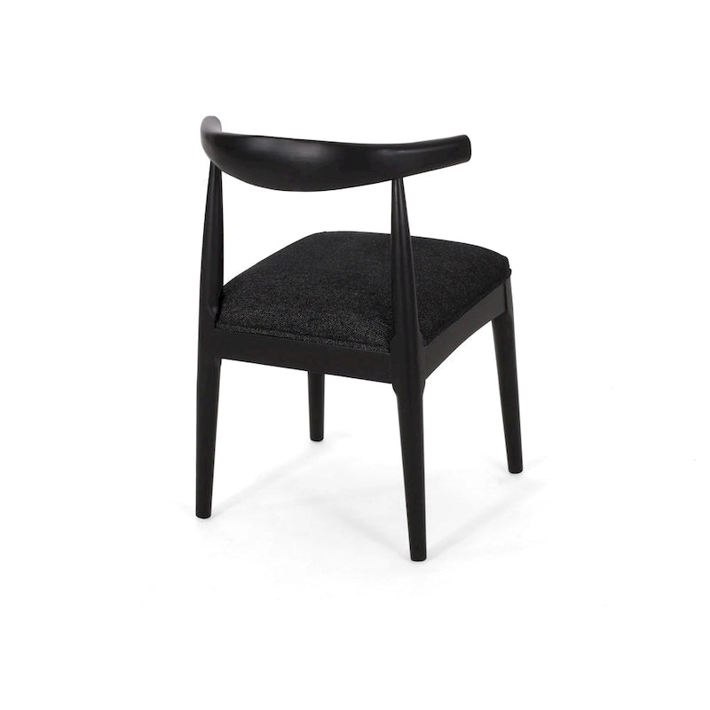 Chaise de salle à manger en hévéa recouverte de tissu, style Mid-Century Modern