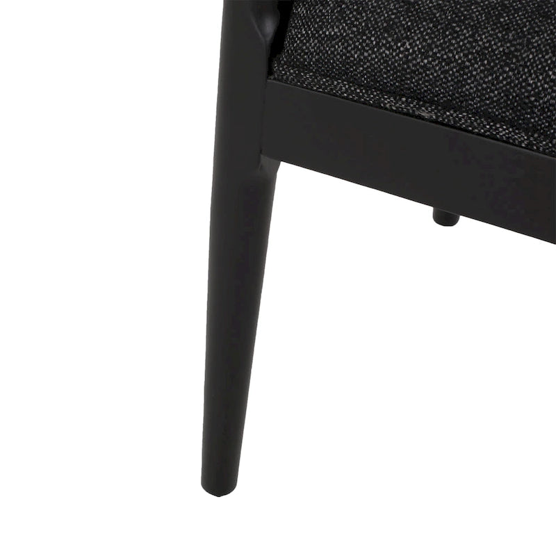 Chaise de salle à manger en hévéa recouverte de tissu, style Mid-Century Modern