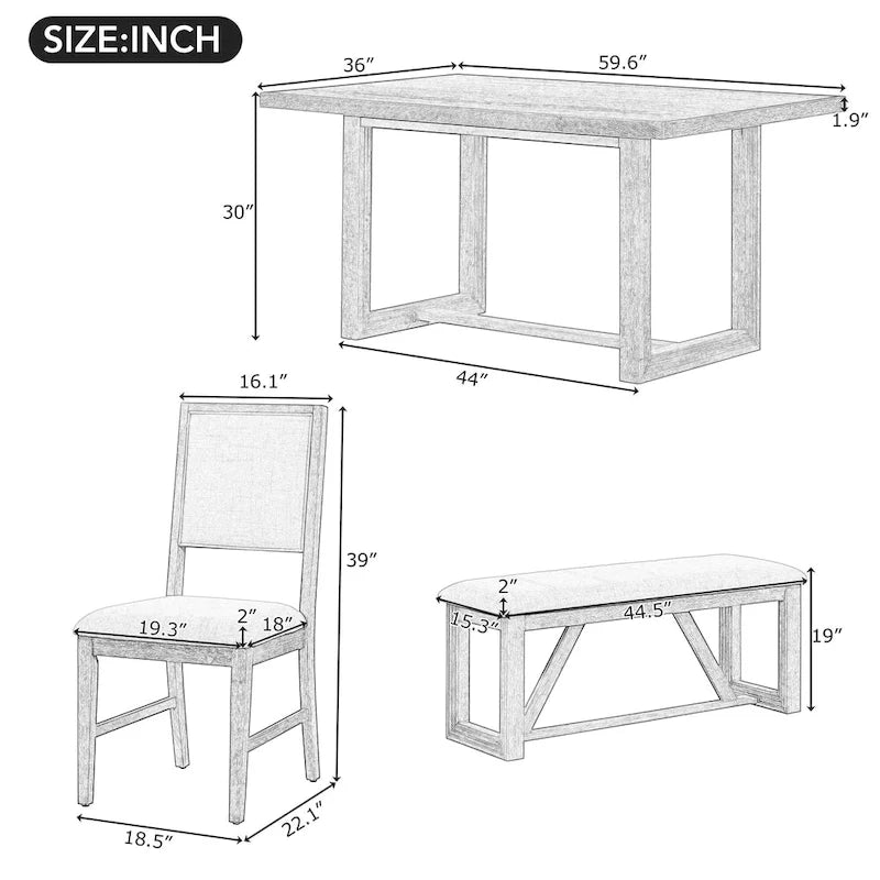 Acacia Wood Rectangular Dining Table with Carved Trestle Base, Oak Veneer Top