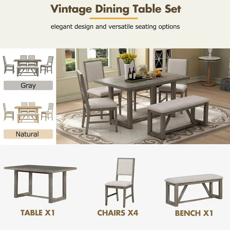 Table à manger rectangulaire en bois d'acacia avec piètement tréteau sculpté, plateau en placage de chêne