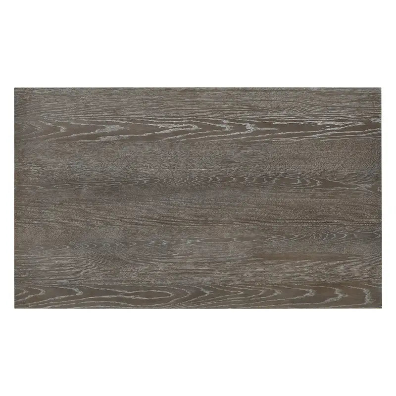 Table à manger rectangulaire en bois d'acacia avec piètement tréteau sculpté, plateau en placage de chêne