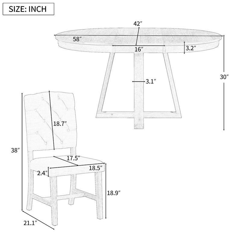 Extendable Round Dining Table with Cross-Shaped Legs Farmhouse Retro Style