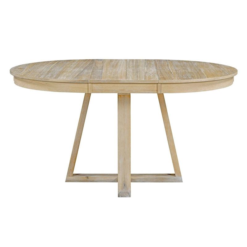 Table à manger ronde extensible avec pieds en croix style rétro champêtre