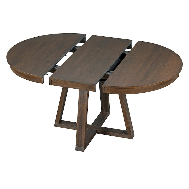 Table à manger ronde extensible avec pieds en croix style rétro champêtre