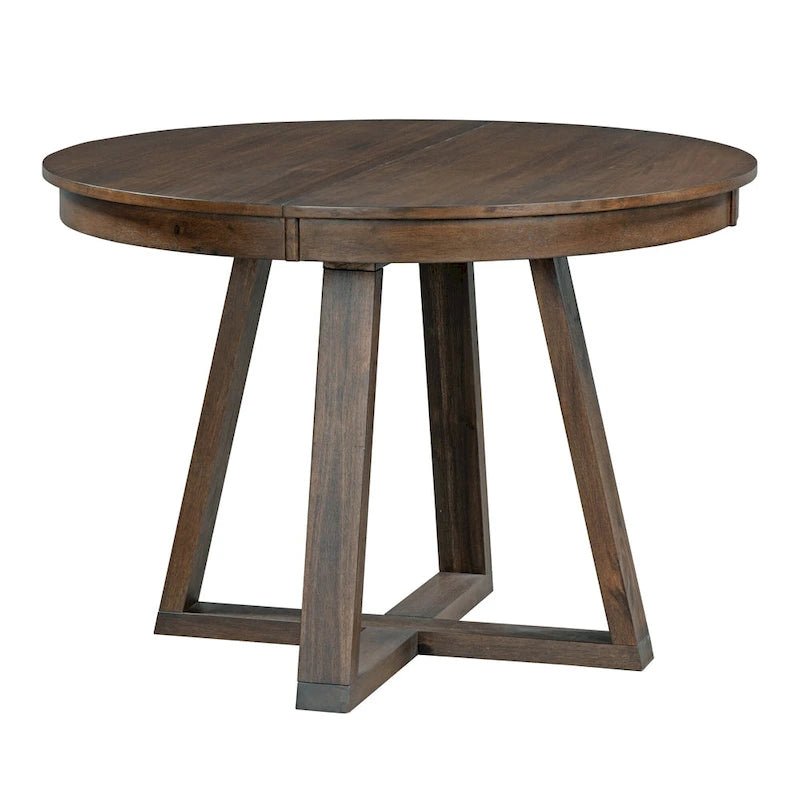 Table à manger ronde extensible avec pieds en croix style rétro champêtre