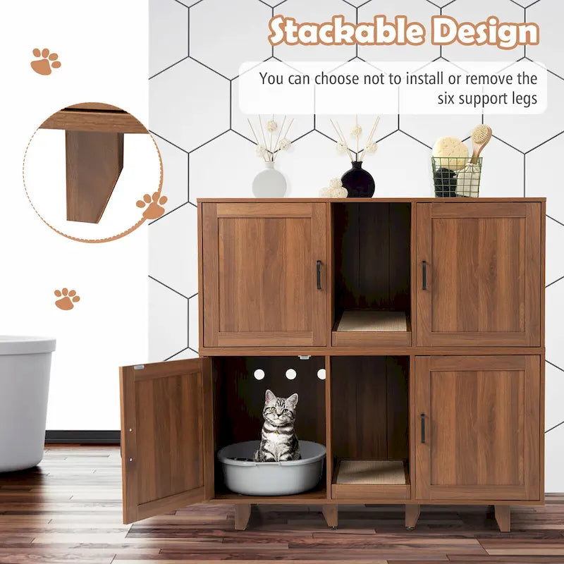 Meuble Cache-Litière pour Chat avec 2 Portes