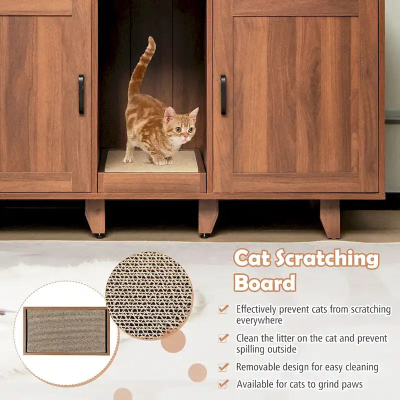 Meuble Cache-Litière pour Chat avec 2 Portes