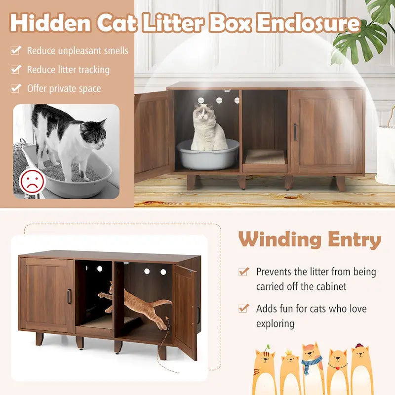 Meuble Cache-Litière pour Chat avec 2 Portes