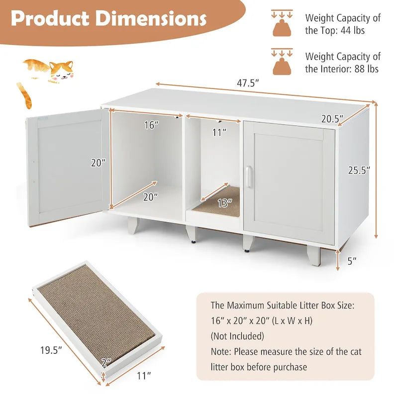 Meuble Cache-Litière pour Chat avec 2 Portes