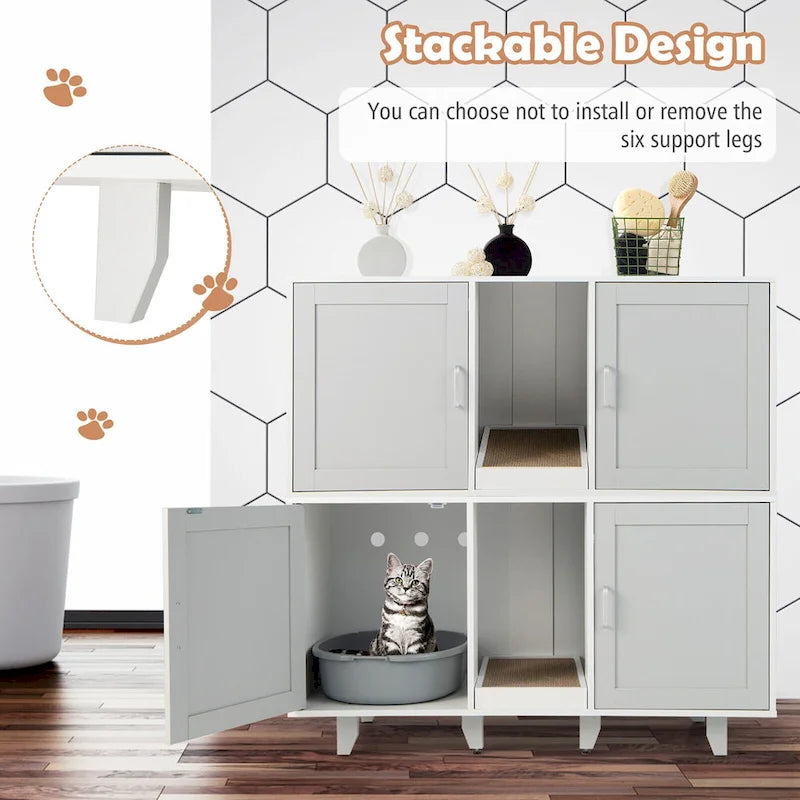 Meuble Cache-Litière pour Chat avec 2 Portes