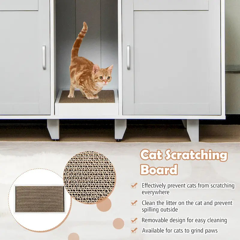 Meuble Cache-Litière pour Chat avec 2 Portes