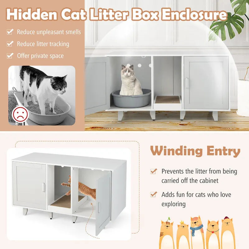 Meuble Cache-Litière pour Chat avec 2 Portes