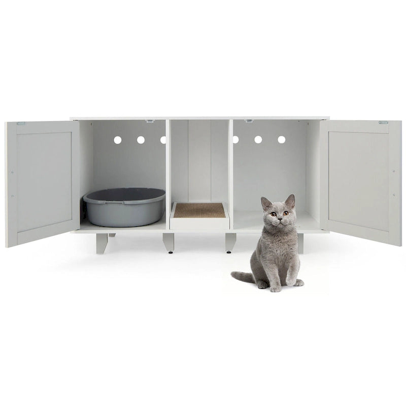 Meuble Cache-Litière pour Chat avec 2 Portes