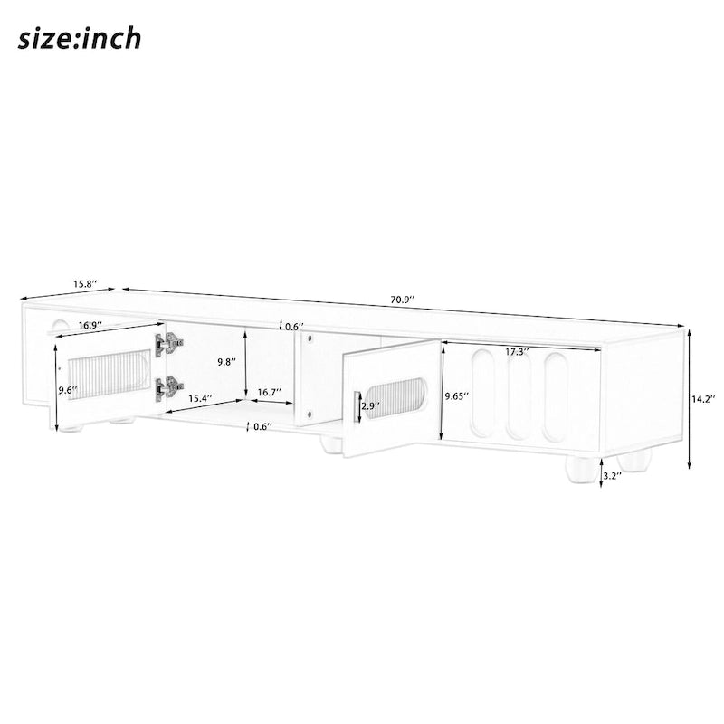 Modern TV Stand with Tempered Glass Doors Drawers and Storage for Living Room