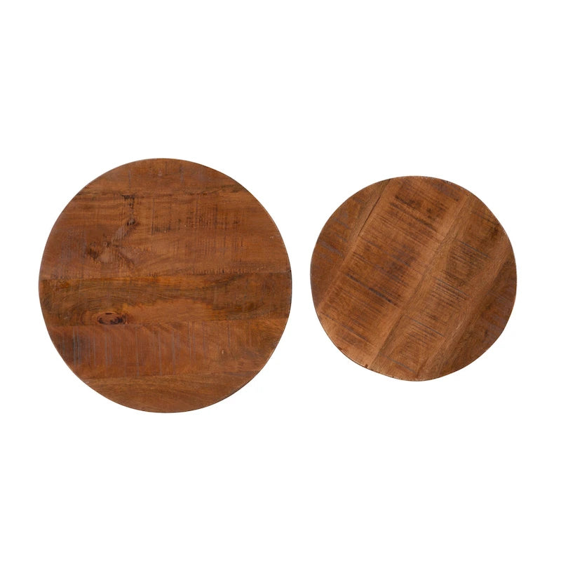 Table d'appoint gigogne ronde moderne en bois et métal pour salon