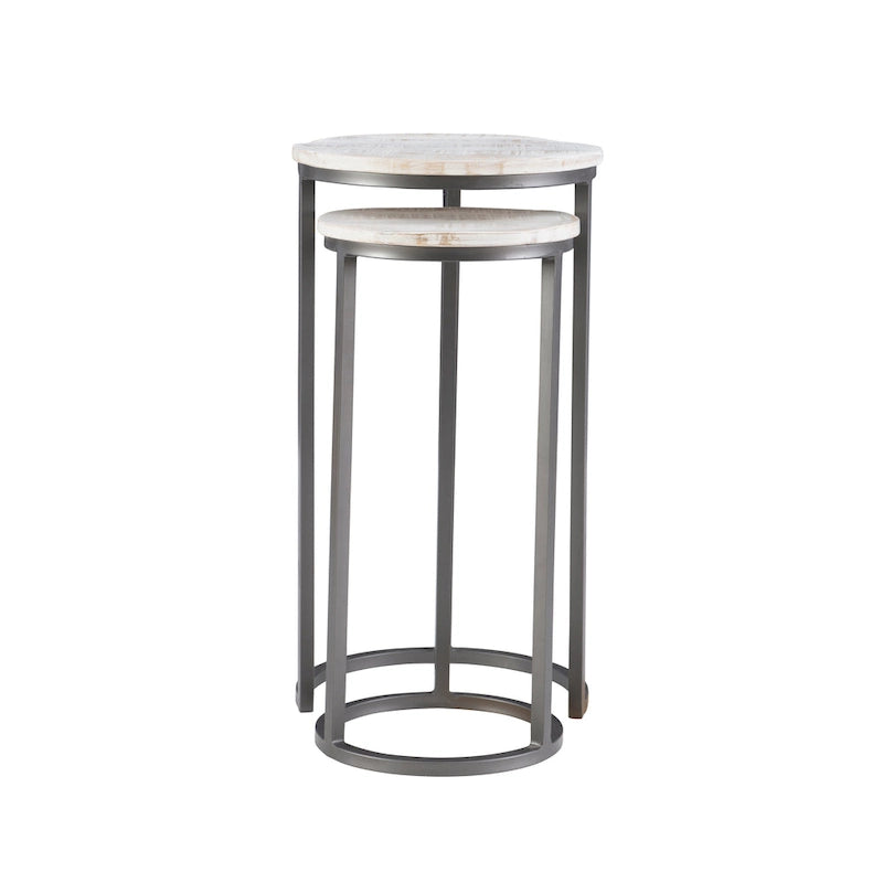Table d'appoint gigogne ronde moderne en bois et métal pour salon
