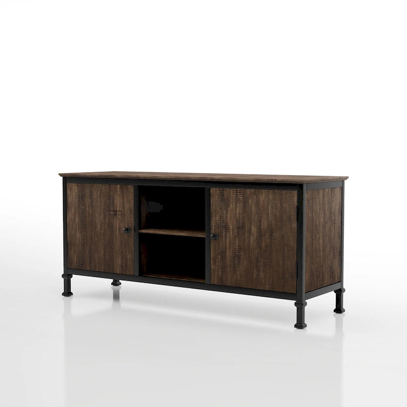 Rustic Oak 60-inch Wood Multi-functional Storage TV Console