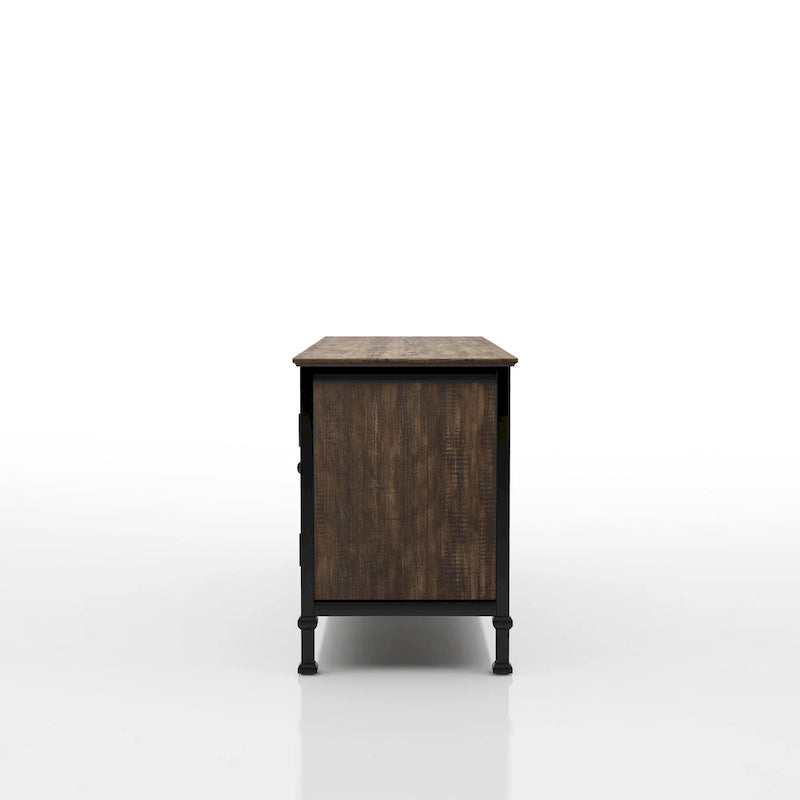 Meuble TV multifonctionnel en bois de chêne rustique de 60 pouces avec rangement