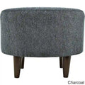 Pouf rembourré rond en tissu texturé avec pieds en bois espresso