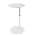 Table d'appoint ronde réglable en hauteur avec plateau en verre texturé marbre