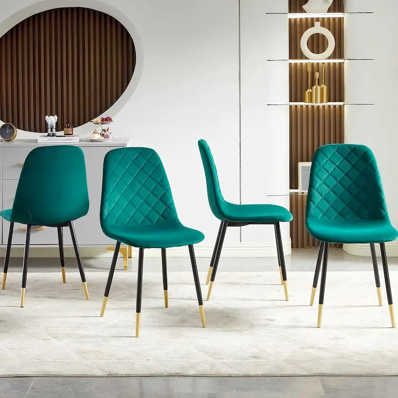 Chaise de salle à manger sans accoudoirs en velours avec pieds en métal