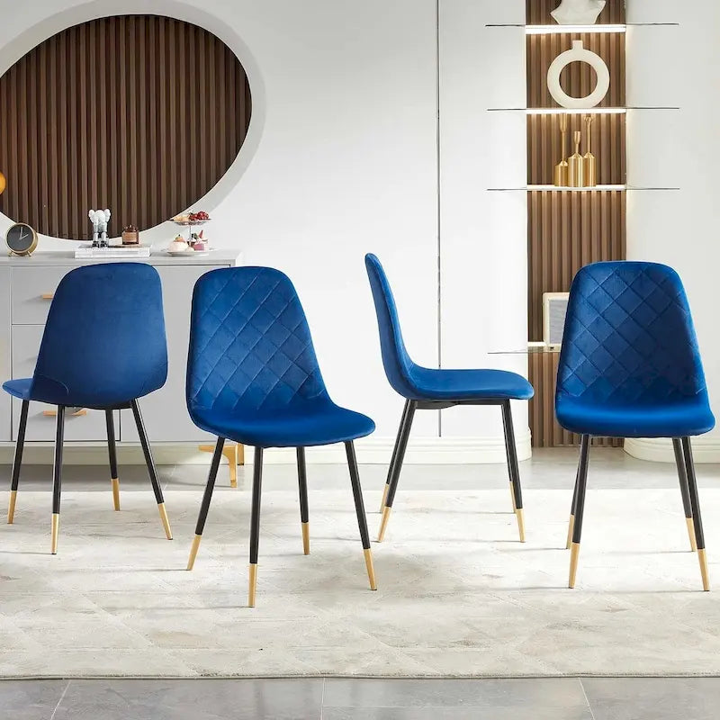 Upholstered Velvet Armless Dining Chair with Metal Legs