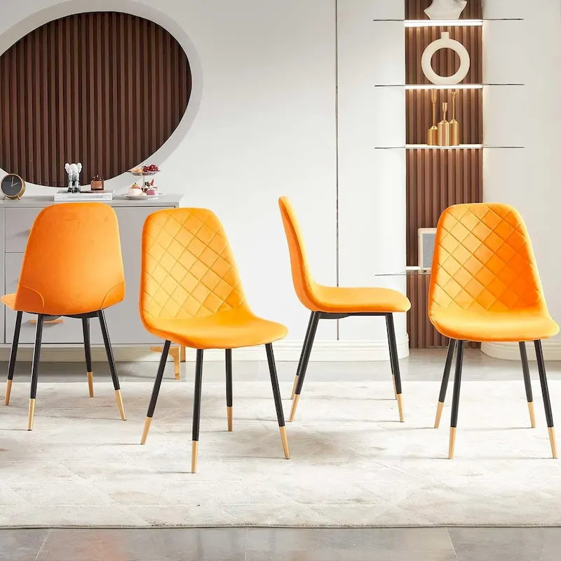 Upholstered Velvet Armless Dining Chair with Metal Legs