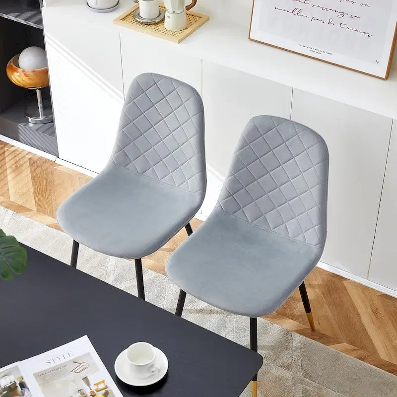 Upholstered Velvet Armless Dining Chair with Metal Legs