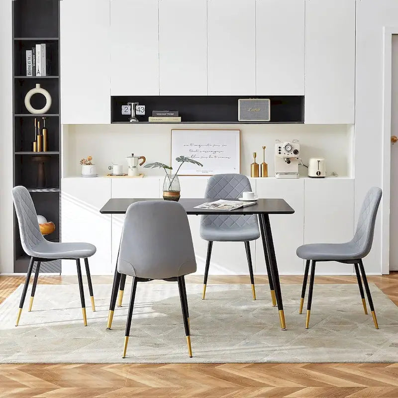 Upholstered Velvet Armless Dining Chair with Metal Legs