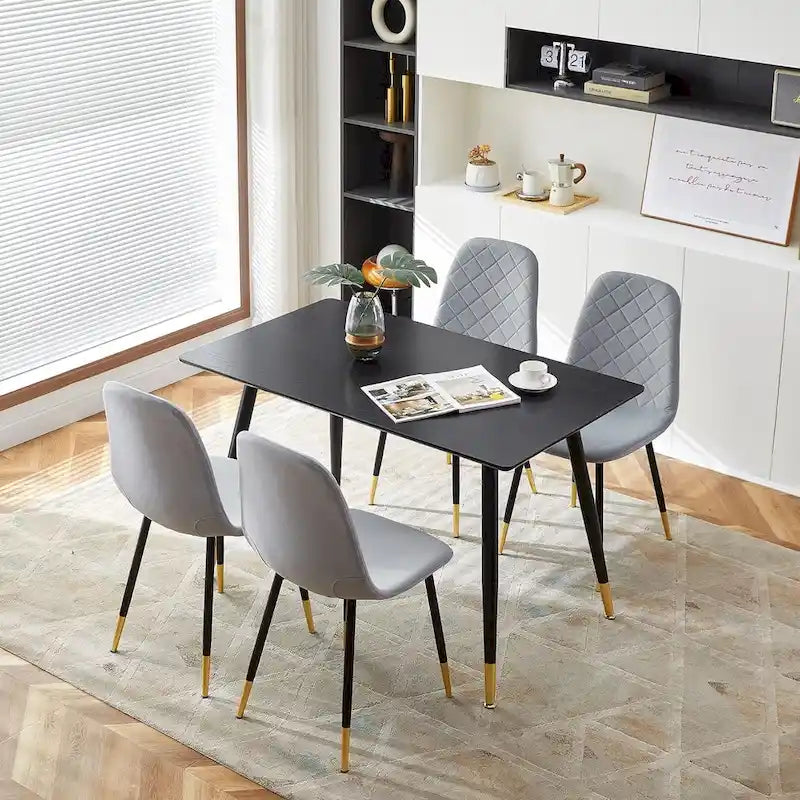 Chaise de salle à manger sans accoudoirs en velours avec pieds en métal
