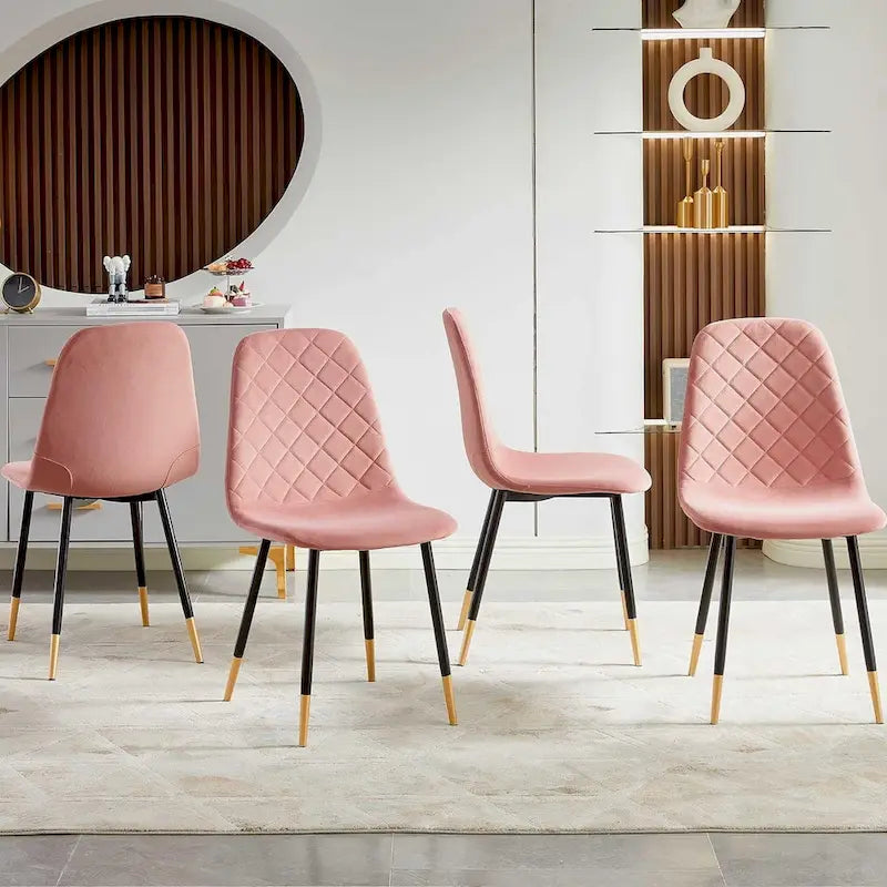 Chaise de salle à manger sans accoudoirs en velours avec pieds en métal