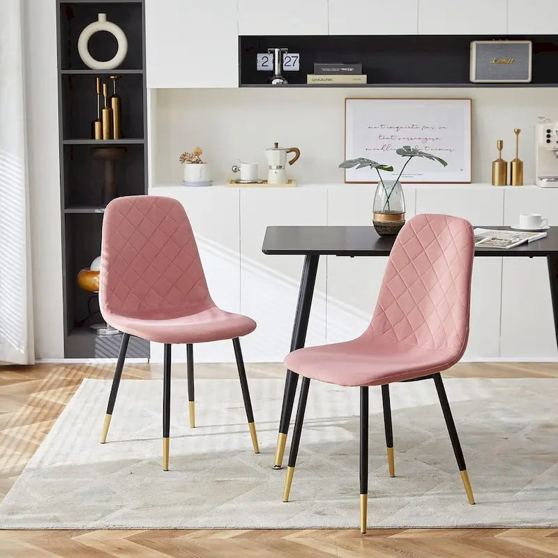 Chaise de salle à manger sans accoudoirs en velours avec pieds en métal
