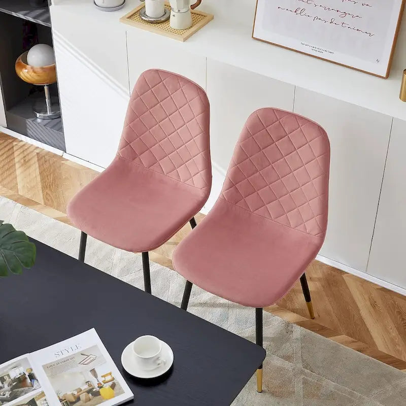 Chaise de salle à manger sans accoudoirs en velours avec pieds en métal
