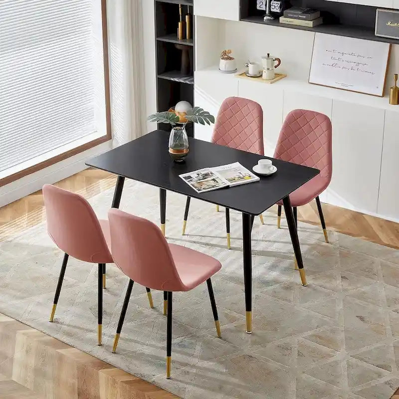Chaise de salle à manger sans accoudoirs en velours avec pieds en métal