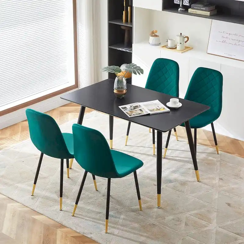 Chaise de salle à manger sans accoudoirs en velours avec pieds en métal