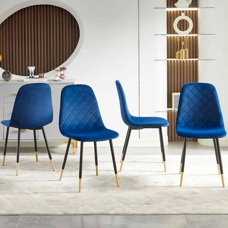 Chaise de salle à manger sans accoudoirs en velours avec pieds en métal