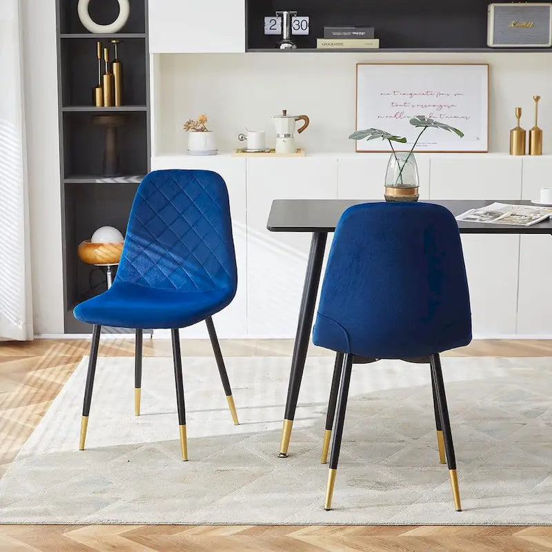 Chaise de salle à manger sans accoudoirs en velours avec pieds en métal