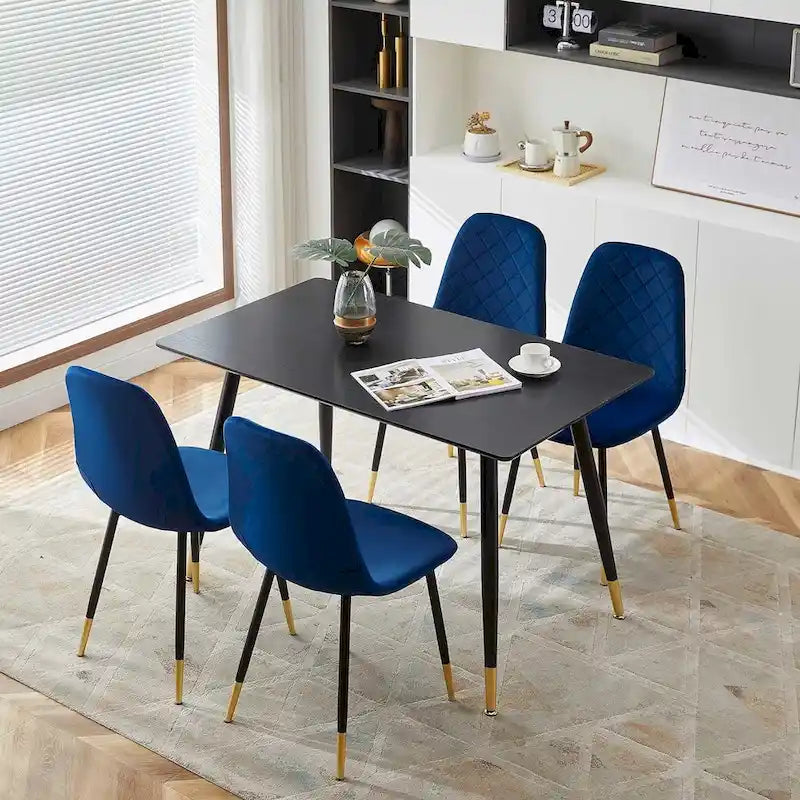 Chaise de salle à manger sans accoudoirs en velours avec pieds en métal