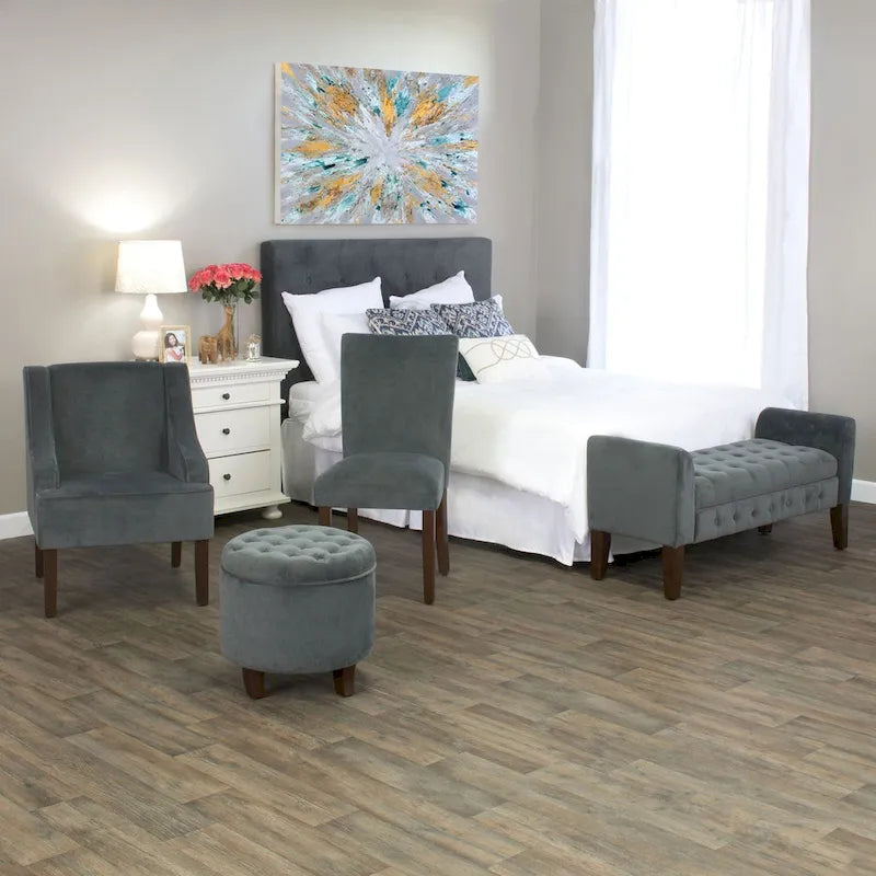 Modern Transitional Velvet Arm Accent Chair with Wood Legs