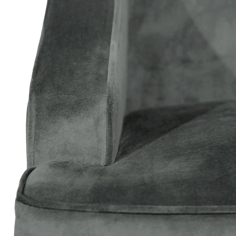 Fauteuil moderne de style transitionnel en velours avec accoudoirs et pieds en bois