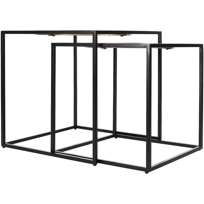 Mirrored Glass Top Metal Base Round End Table Black Contemporary Style