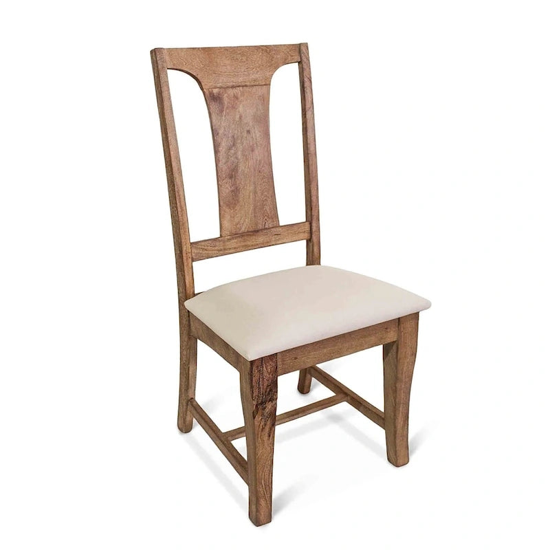 Solid Mango Wood Upholstered Dining Chair Coastal Modern Style
