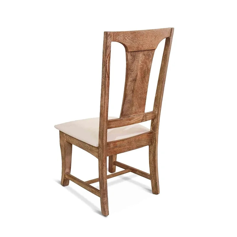 Solid Mango Wood Upholstered Dining Chair Coastal Modern Style